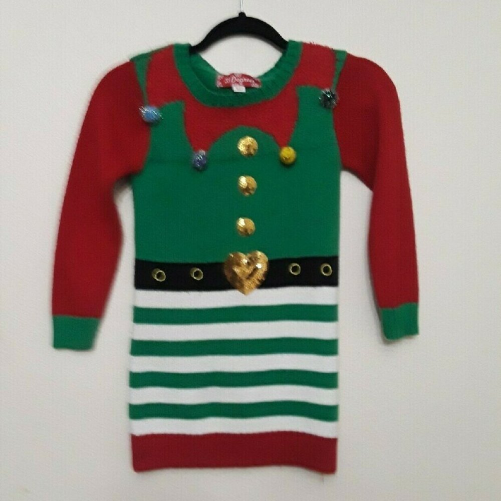 Festive Red and Green Kids Casual Dress
